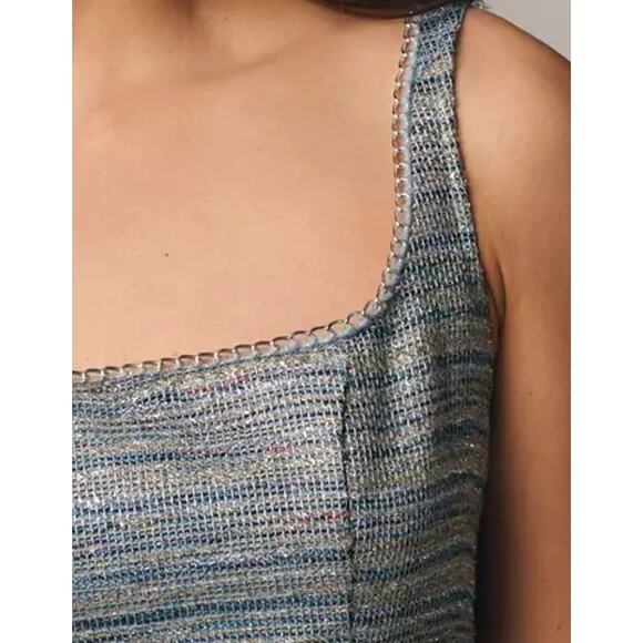 By Anthropologie Sparkle Tweed Fit & Flare Mini Bubble Tank Dress | Sz 4, Blue - Picture 2 of 7